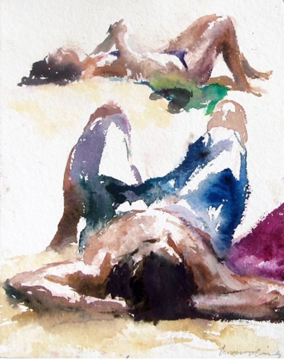 Two beach figures (thong and towel)